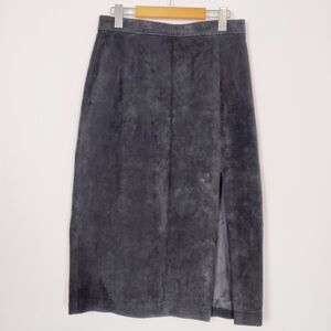 Eaton 1 Vintage Women's Leather Midi Skirt Size 12 Dark Academia Whimsical Goth